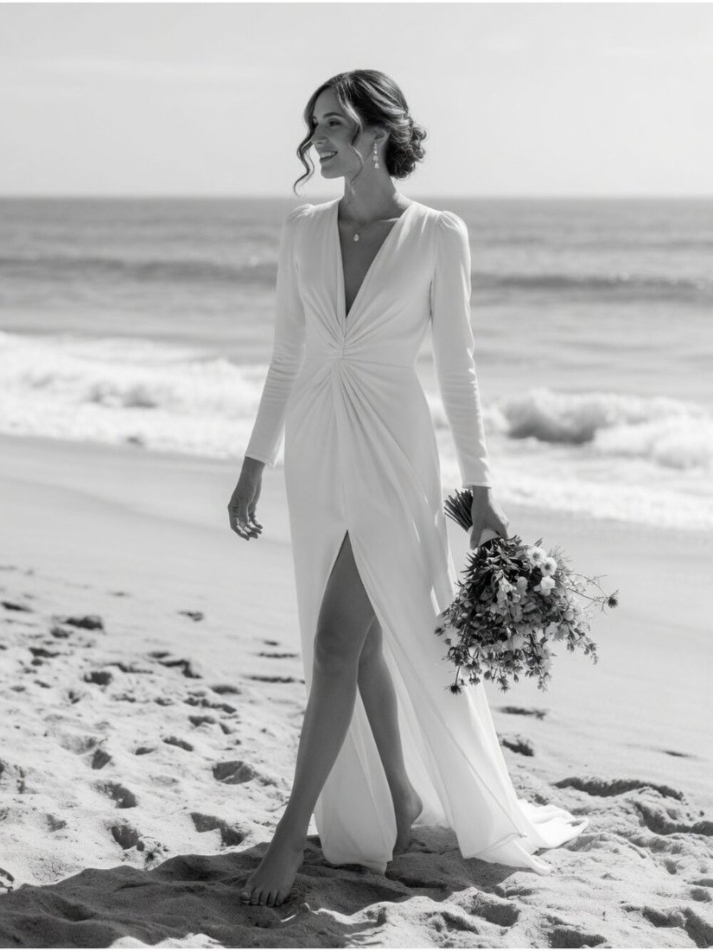 NWT Reformation Gatsby in Ivory Deep V-neck High Slit Maxi Wedding Dress 4
